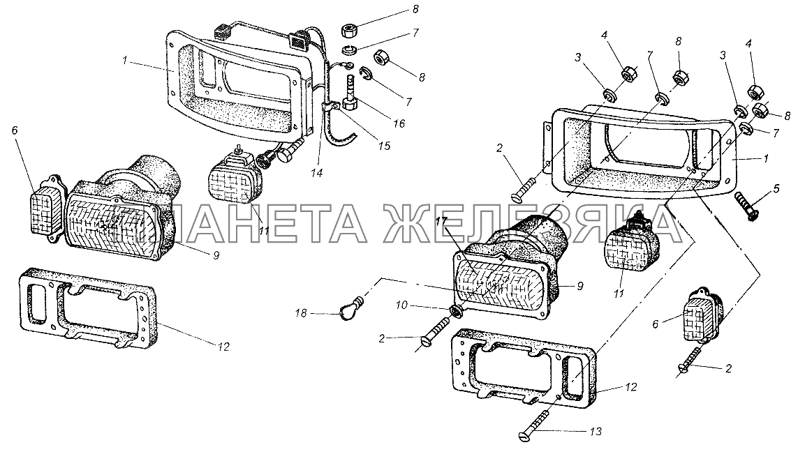 Установка фар МАЗ-54326